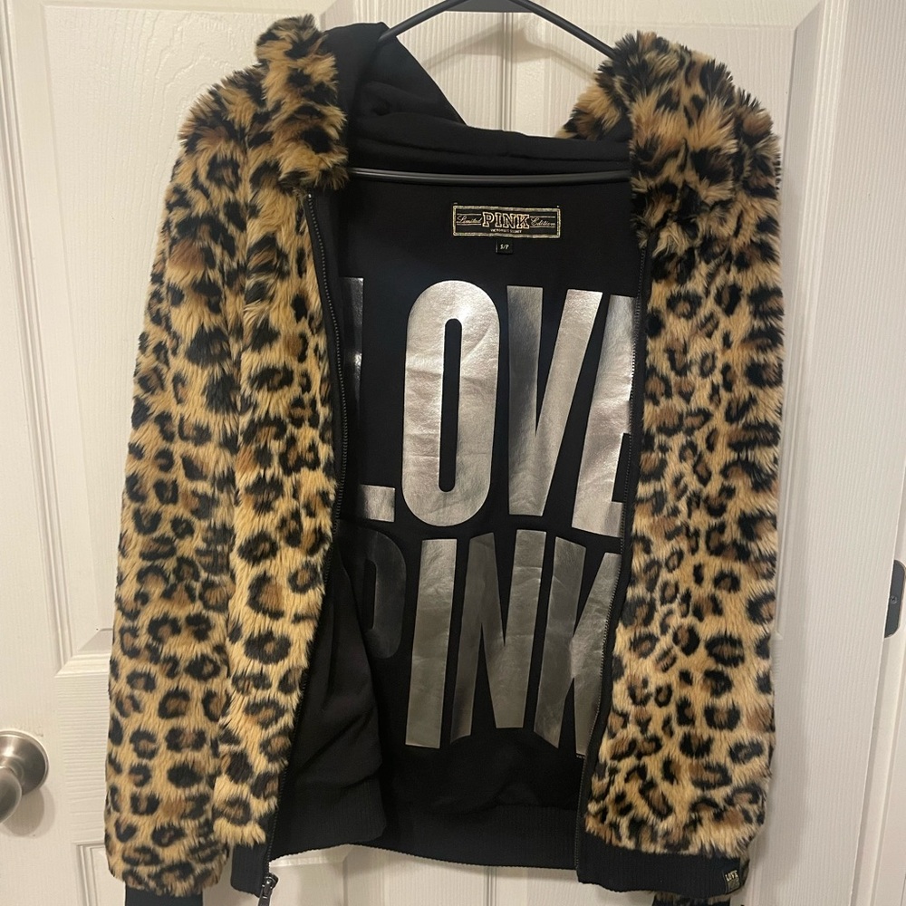 Limited Edition PINK Victoria’s Secret Leopard Print Hoodie-Small-Rare